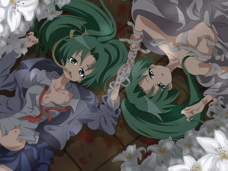anime, аниме, sonozaki shion, sonozaki mion, девушки, близнецы, higurashi no naku koro ni