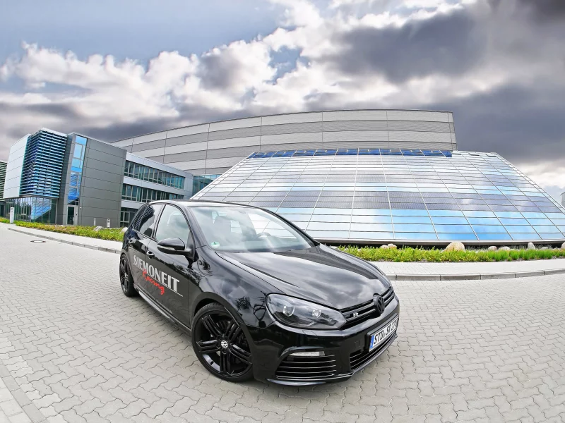 tuning, houses, небо, машина, clouds, car, volkswagen golf vi gti, sky, black pearl, дома, облака, 1920x1080