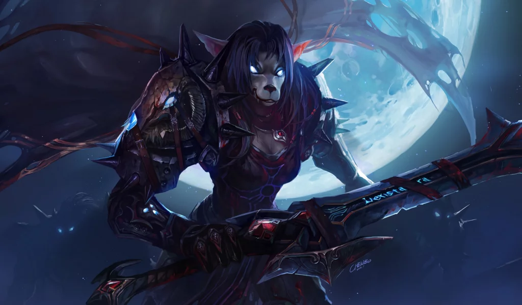 wow, worgen, меч, world of warcraft, воительница, доспехи, кровь