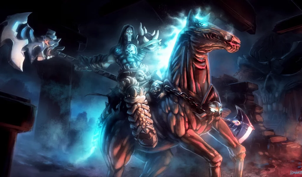 оружие, darksiders 2, всадник, конь, loyvet pierre, арт, смерть