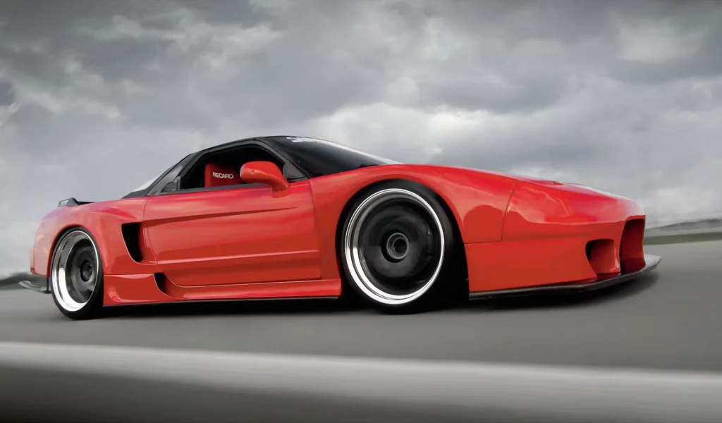 гонка, tuning, облака, honda nsx, красная, трасса, тюнинг