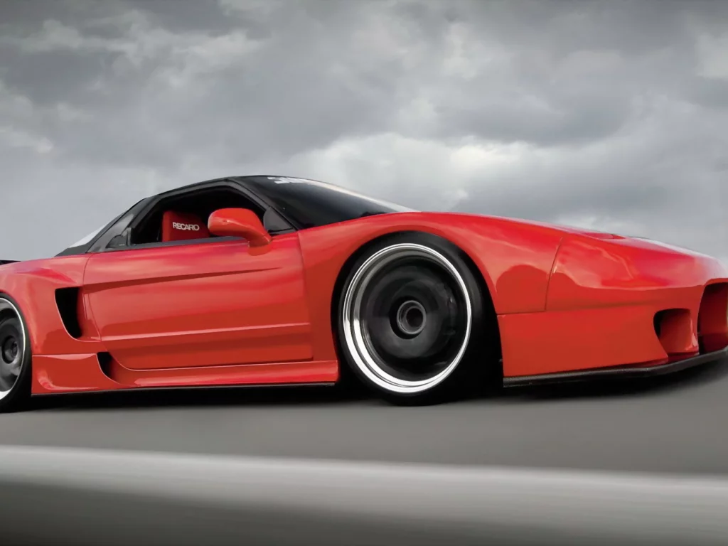 гонка, tuning, облака, honda nsx, красная, трасса, тюнинг