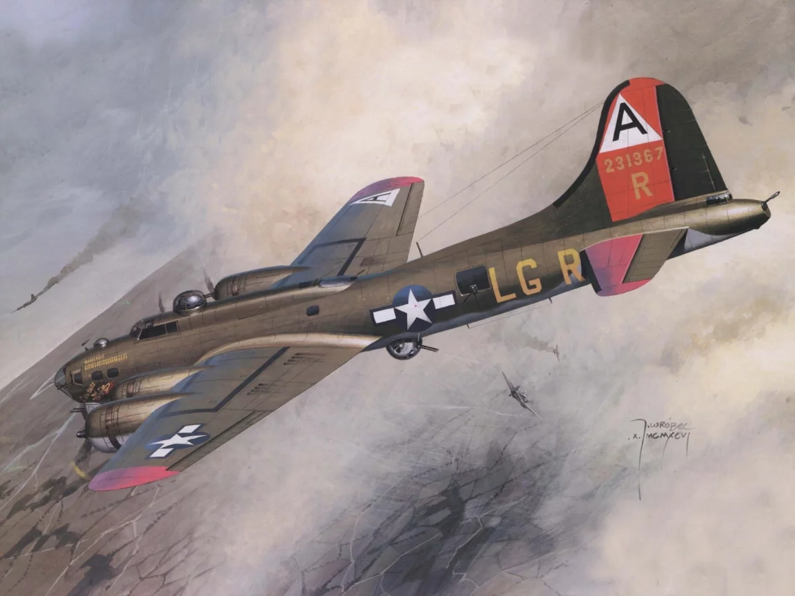 , воздушный бой, небо, boeing b-17 flying fortress, арт, самолёты