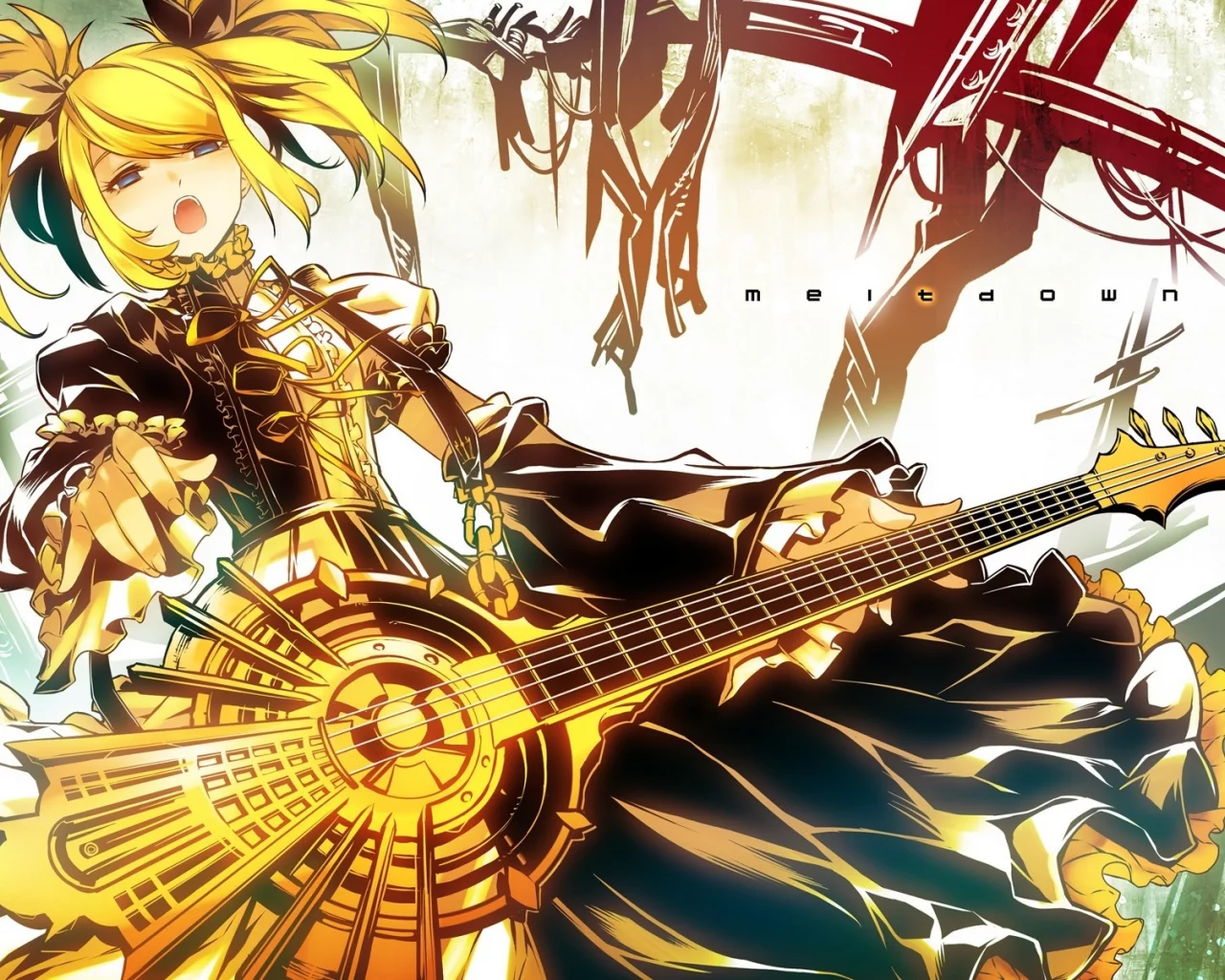 kagamine rin, meltdown, гитара, арт, vocaloid, девушка, вокалоид