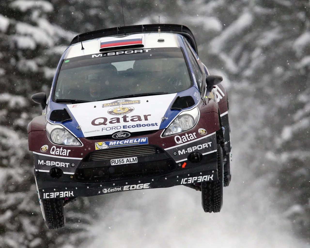 evgeny novikov, лес, ford, wrc, в воздухе, rally, снег, fiesta, полет, зима