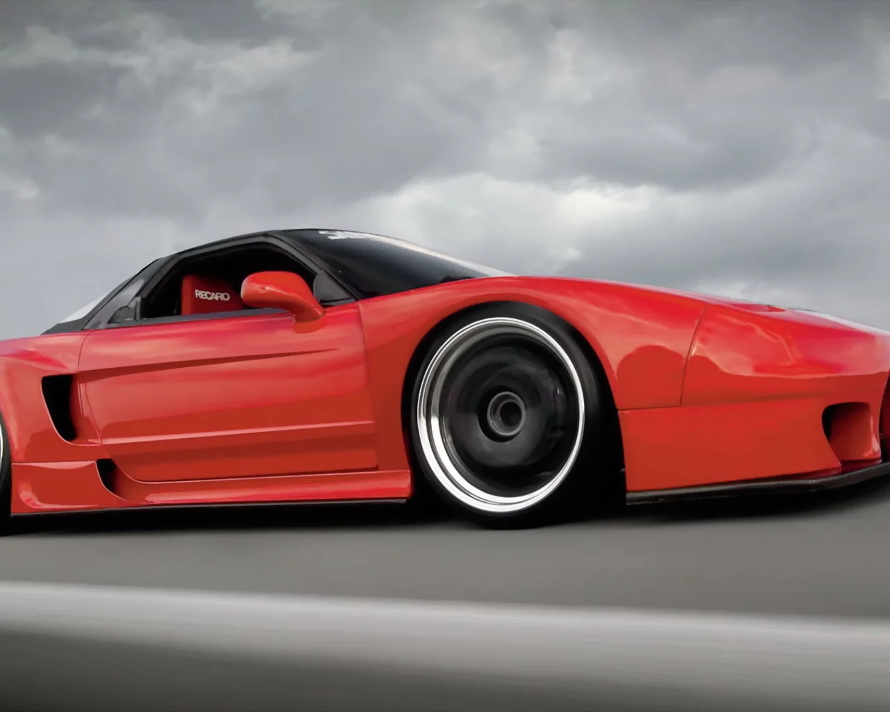 гонка, tuning, облака, honda nsx, красная, трасса, тюнинг