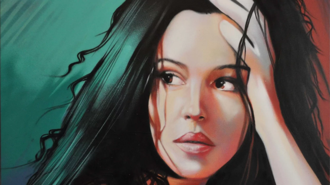 актриса, прт, лицо, monica bellucci, портрет, живопись, модель