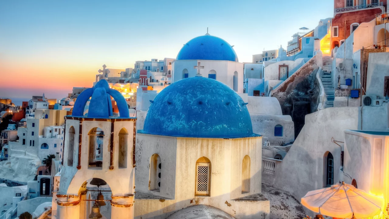 санторини, греция, santorini, oia, greece, вечер, ия, город