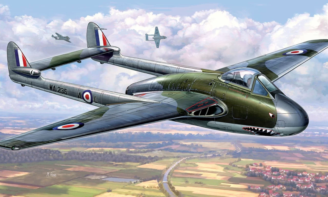 aviation, war, airplane, dogfight, aircraft, hawker, vampire