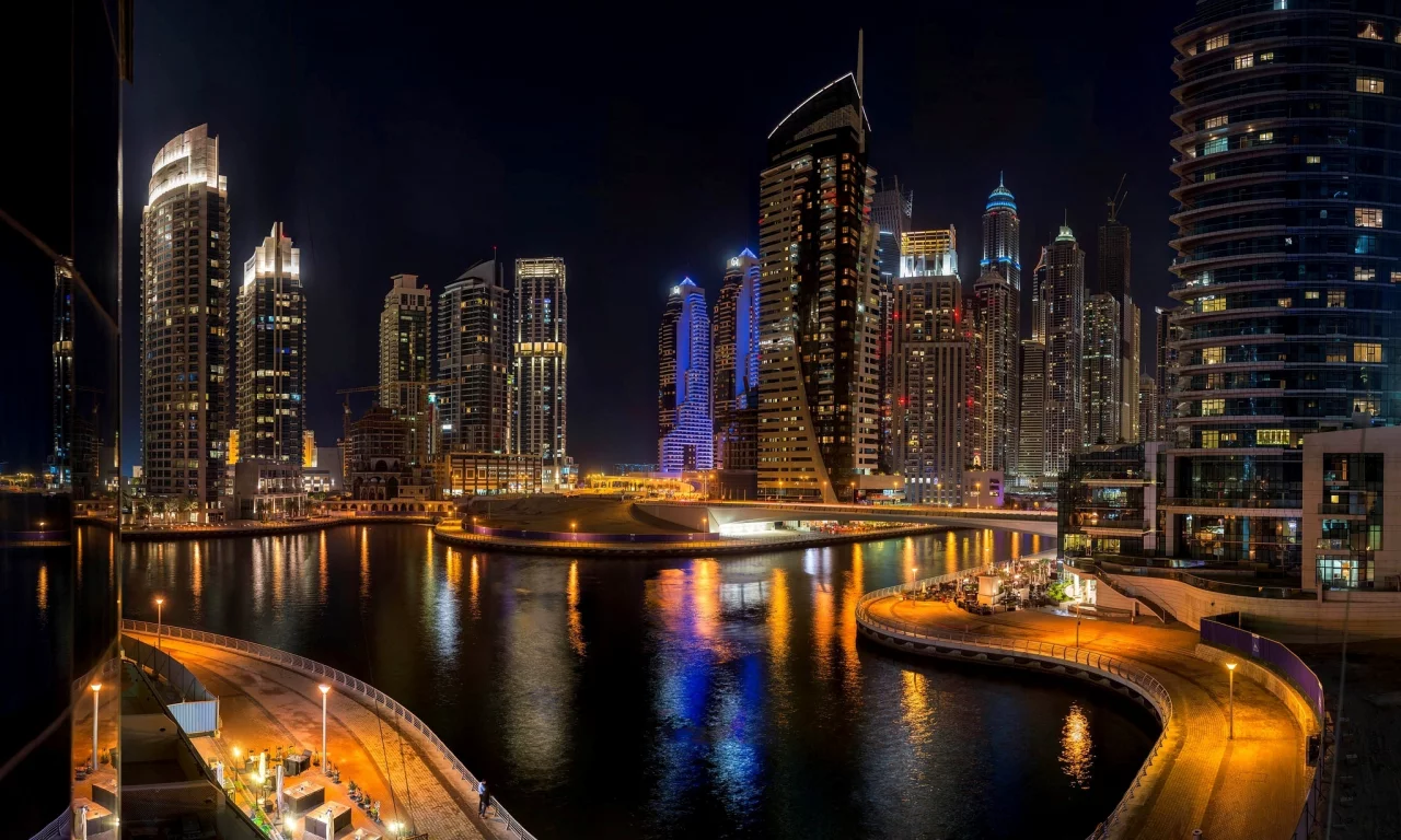 высотки, dubai, оаэ, город, ночь, небоскребы, дубай, здания