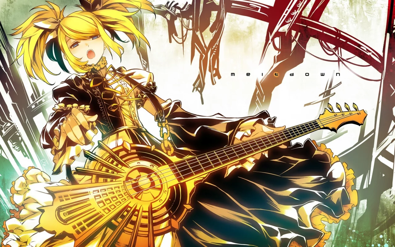 kagamine rin, meltdown, гитара, арт, vocaloid, девушка, вокалоид