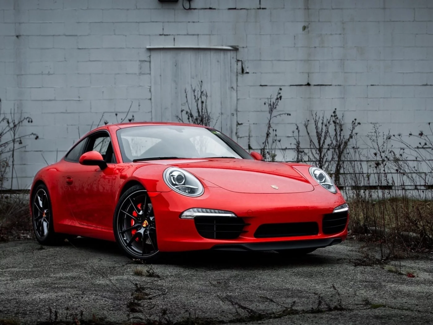 стена, красный, порше, суперкар, 911, porsche