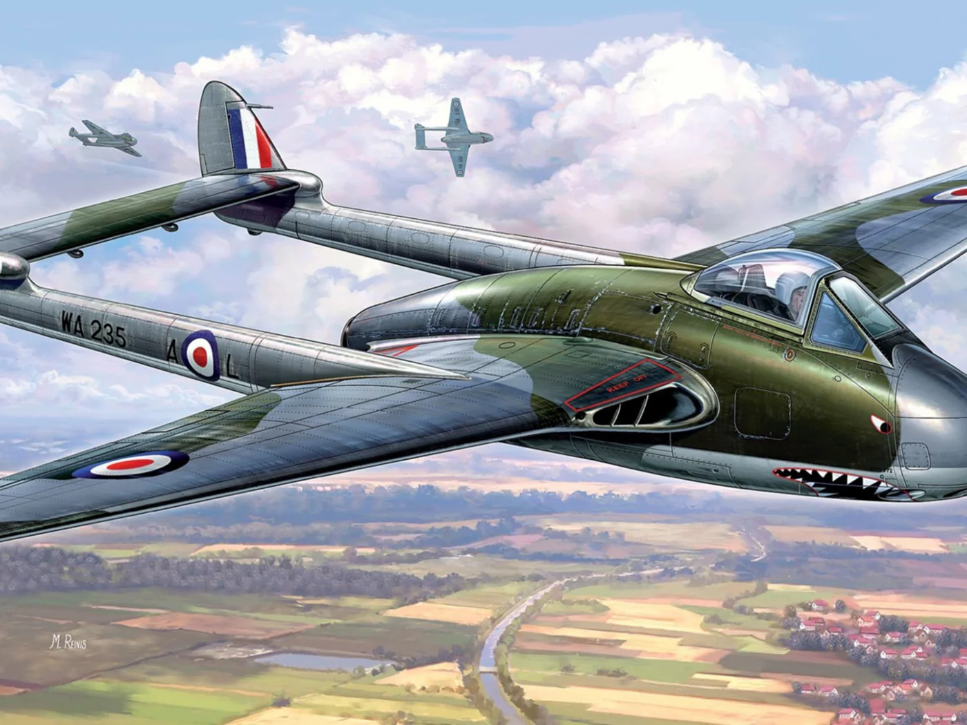 aviation, war, airplane, dogfight, aircraft, hawker, vampire