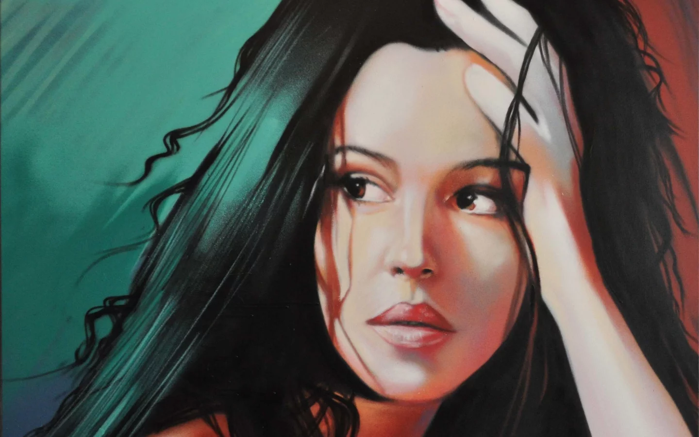актриса, прт, лицо, monica bellucci, портрет, живопись, модель