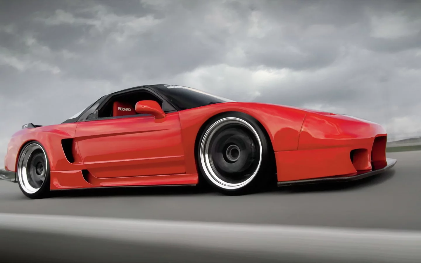гонка, tuning, облака, honda nsx, красная, трасса, тюнинг