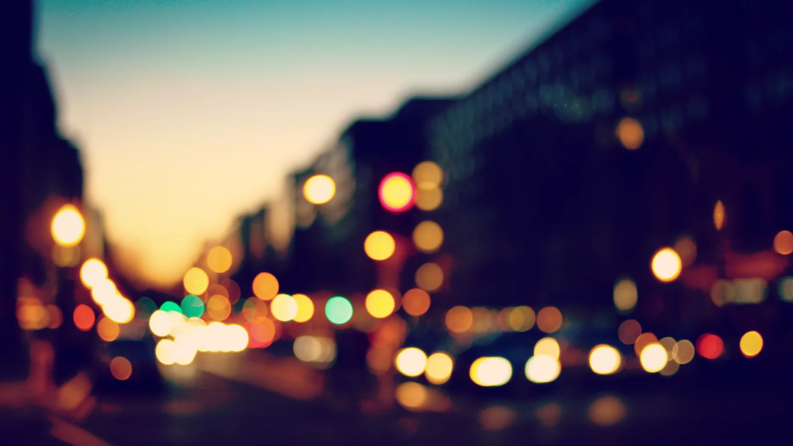закат, небо, огни, bokeh