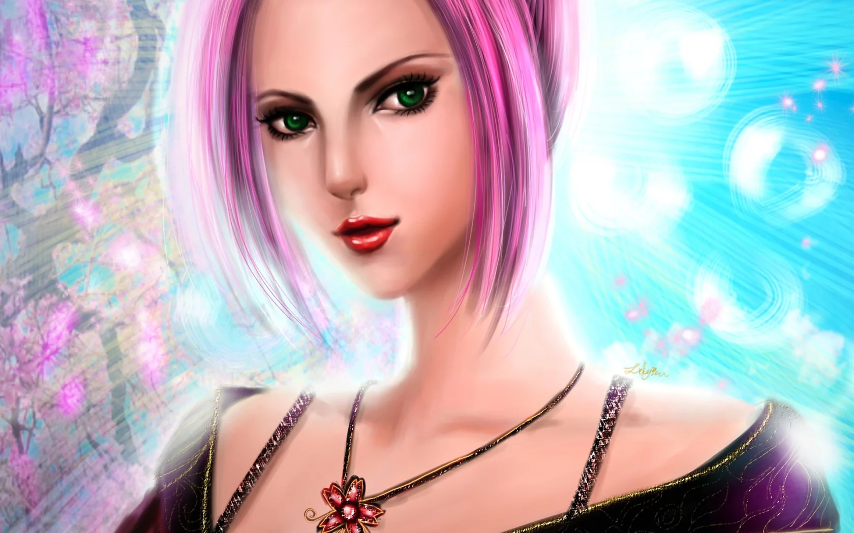 арт, naruto, девушка, розовые волосы, кулон, haruno sakura, lilyzou