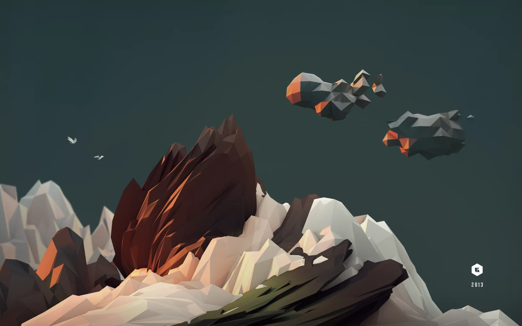 cinema4d, landskape, sky, lowpoly, birds, 3d, model, art, c4d, 2013
