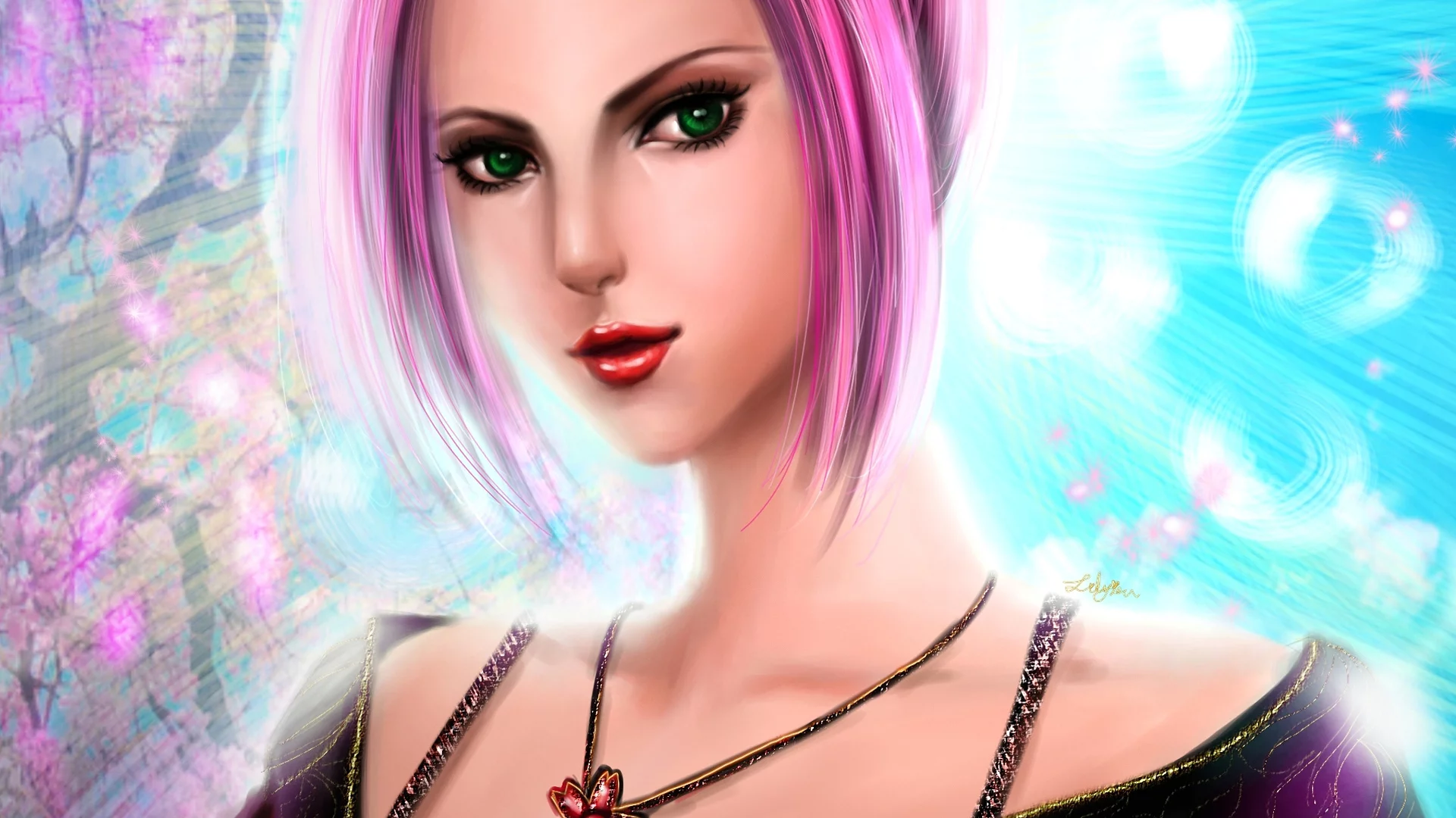 арт, naruto, девушка, розовые волосы, кулон, haruno sakura, lilyzou