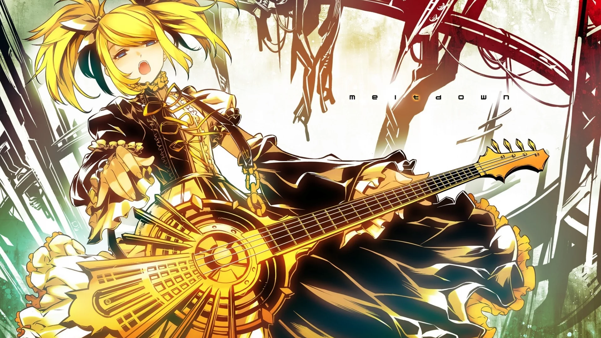 kagamine rin, meltdown, гитара, арт, vocaloid, девушка, вокалоид