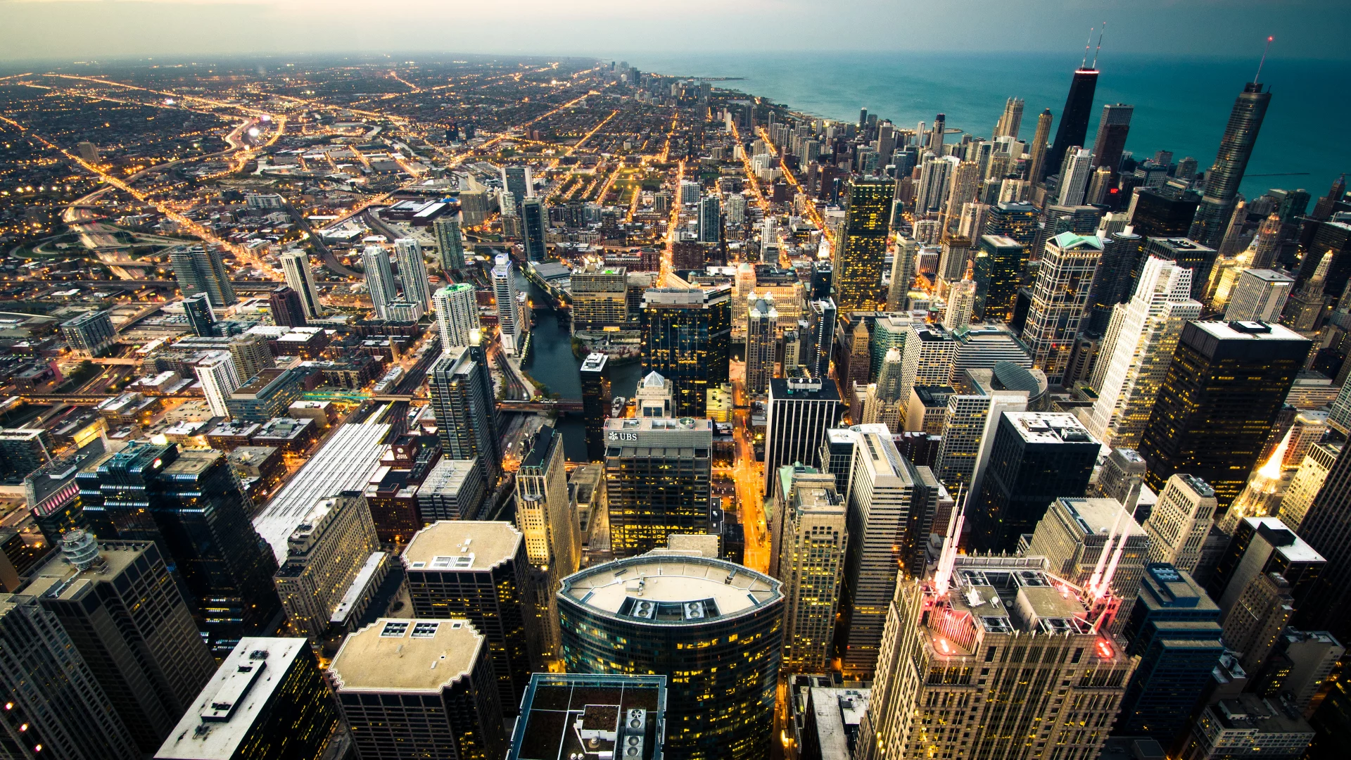  вид с небоскреба the willis tower, небоскребы, chicago, сша, город