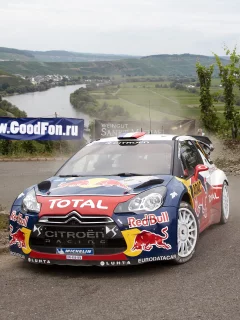 передок, ds3, rally, речка, машина, red bull, citroen, total, дорога
