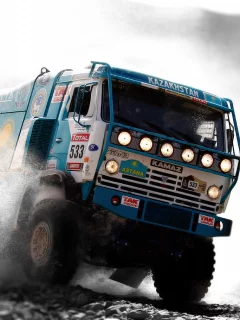 kamaz, передок, dakar, машина, rally, грузовик, камаз, синий