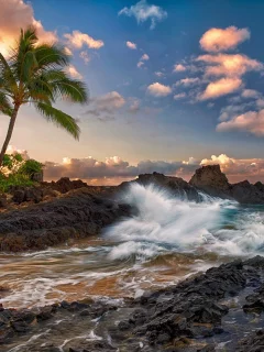 прибой, мауи, камни, океан, тихий, гавайи, hawaii, скалы, maui
