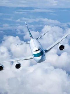 грузовой, boeing 747, летит, небо, в воздухе, полет, cathay pacific