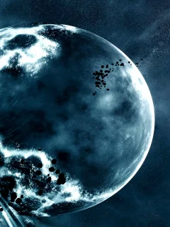 galaxy, baam, universe, blue, boom, moon, meteorite