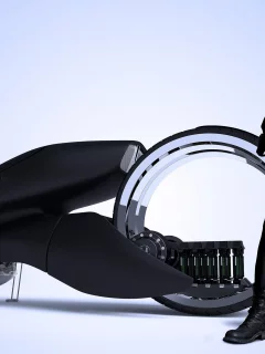 девушка, рендер, винтовка, шлем, honda, оружие, мотоцикл