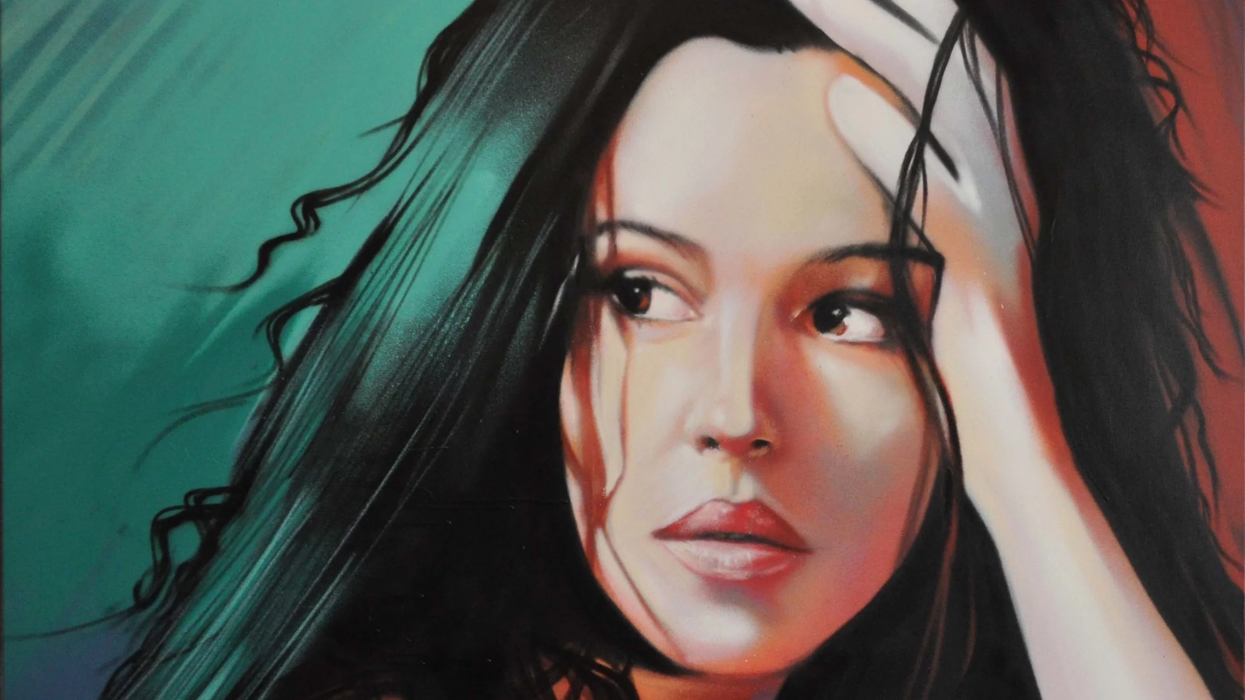 актриса, прт, лицо, monica bellucci, портрет, живопись, модель