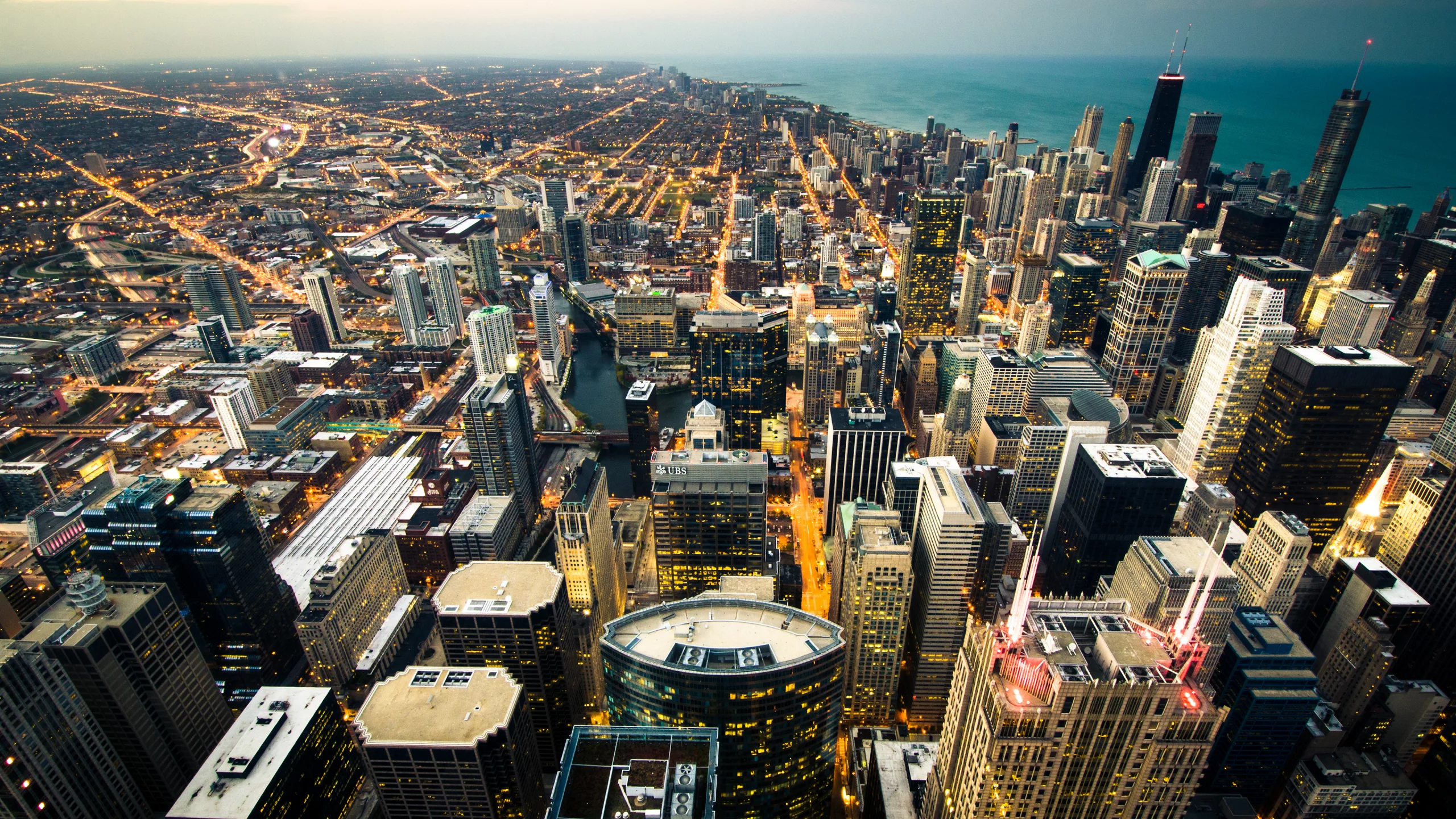  вид с небоскреба the willis tower, небоскребы, chicago, сша, город