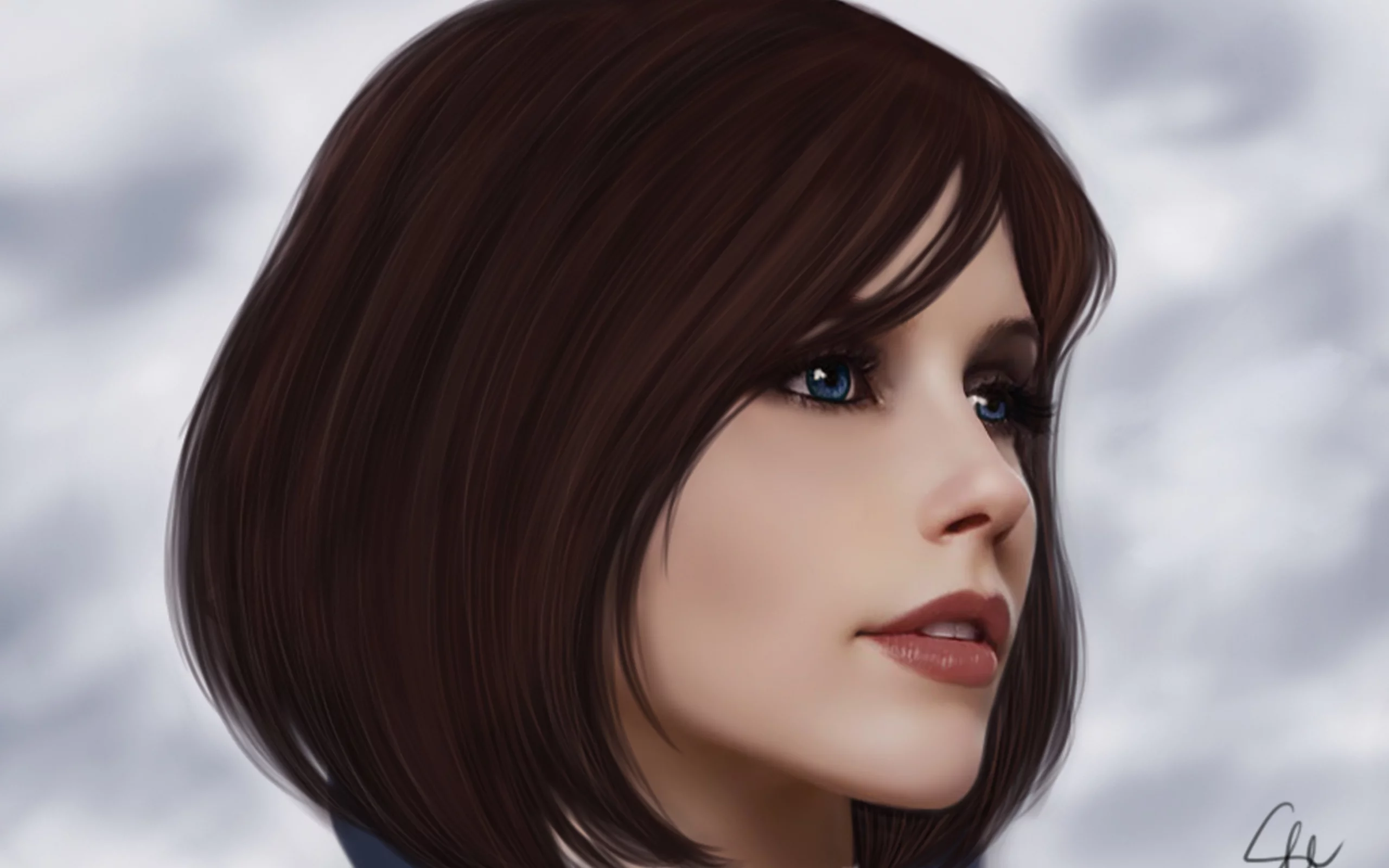 волосы, взгляд, лицо, bioshock infinite, игра, элизабет, девушка