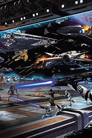 star wars, звёздные войны, клоны, дроиды, битва в космосе