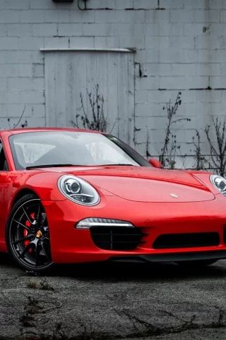 стена, красный, порше, суперкар, 911, porsche