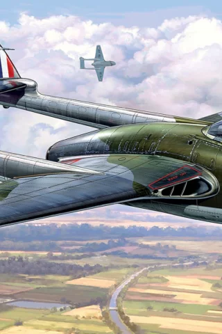 aviation, war, airplane, dogfight, aircraft, hawker, vampire