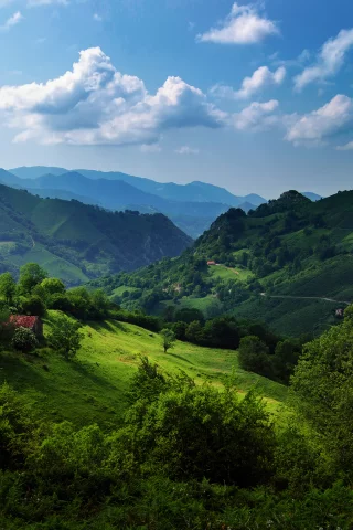холмы, астурия, испания, кантабрийские горы, зелень