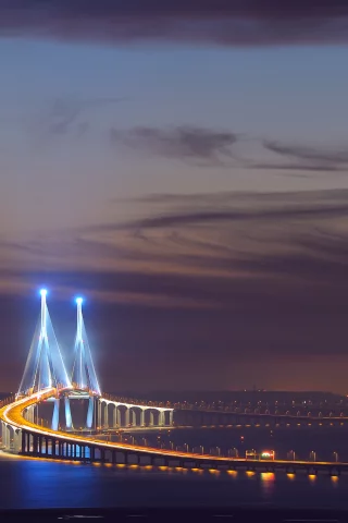 южная корея, инчхон, город, азия, мост, сонгдо