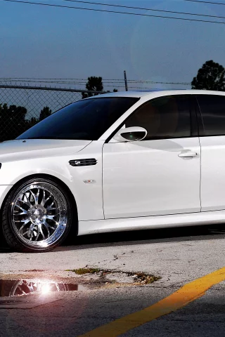 e60, белый, тонированный, bmw, седан, бмв, вид сбоку, white, m5