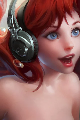 русалочка, sakimichan , ariel, наушники, the little mermaid, арт