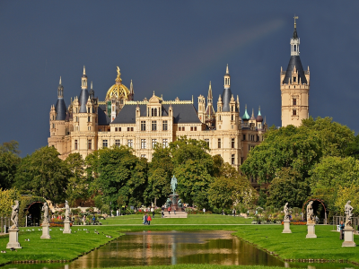 парк, germany, schwerin castle, германия, шверинский замок, пруд