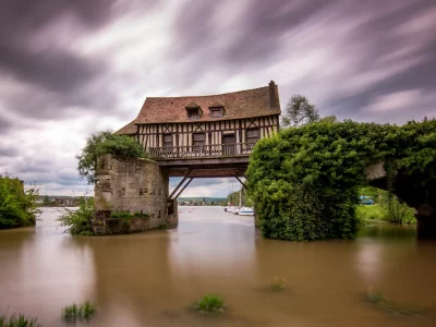 вернон, france, сена, vernon, река, франция, старая мельница