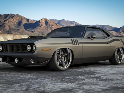muscle car, barracuda, матовый, front, plymouth, горы, плимут, мускул кар