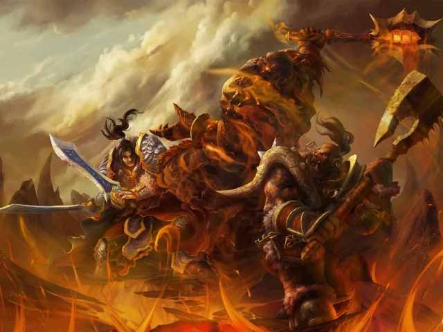 wow, оружие, монстр, воин, битва, орк, world of warcraft, арт