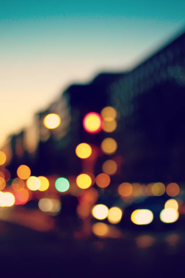 закат, небо, огни, bokeh