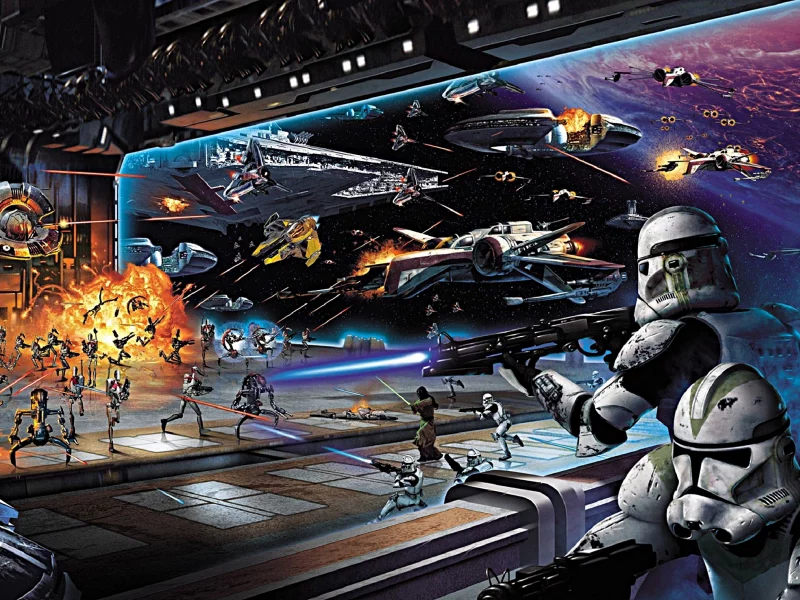 star wars, звёздные войны, клоны, дроиды, битва в космосе
