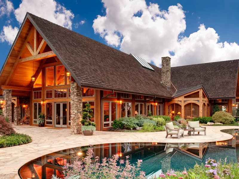 бассейн, home, house, экстерьер, дом, камень, деревянный, pool
