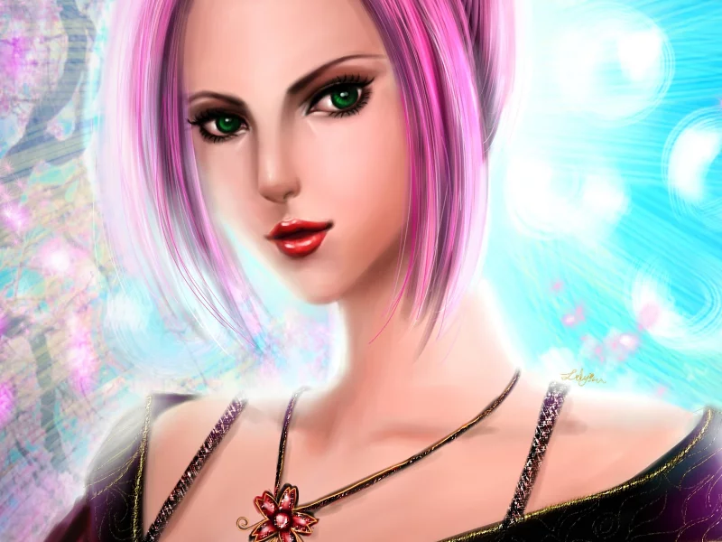 арт, naruto, девушка, розовые волосы, кулон, haruno sakura, lilyzou