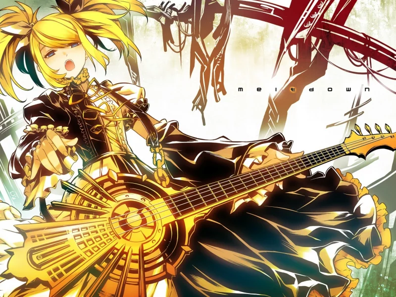 kagamine rin, meltdown, гитара, арт, vocaloid, девушка, вокалоид